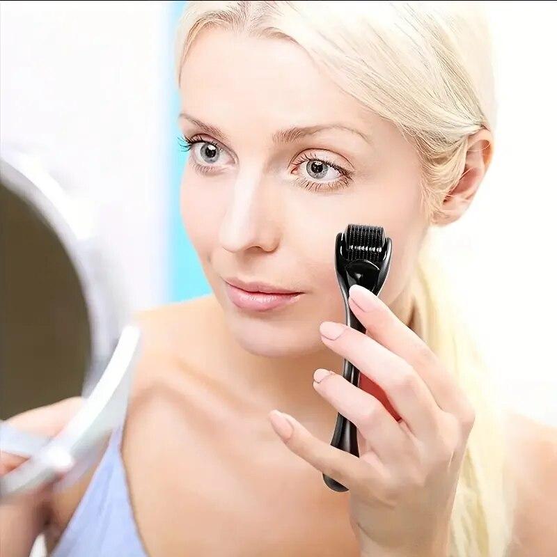 Микроигольный дерма-ролик с титановыми иглами, удивительный инструмент для микронидлинга для кожи лица, красоты волос, бороды, кожи головы для женщин и мужчин