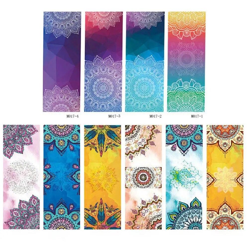 Полотенца для йоги, микрофибра с принтом для фитнеса, спортивные путешествия, быстросохнущий впитывающий пот коврик для тренировок, чехол для пилатеса, тренажерного зала, одеяло для йоги