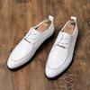 High End Brand Men'S Leather Casual Shoes Interview Conference Business Dress Shoes Simple Lace Up Men'S Groom'S Wedding Shoes