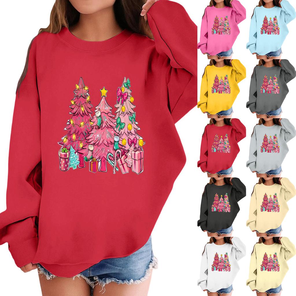 Children's Fashionable Casual Long-sleeved Loose Christmas Print Pullover Sweatshirt