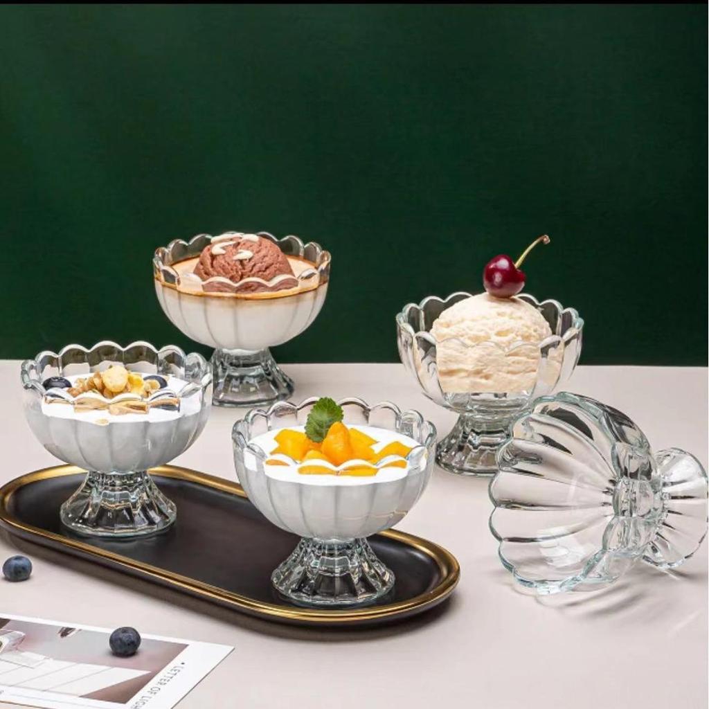 Минималистичный стеклянный десертный стаканчик и стаканчик для йогурта для салатов и мороженого
