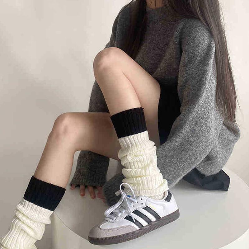 Contrast Color Stitching Leg Cover Simple And Versatile Multi-Color Warm Socks