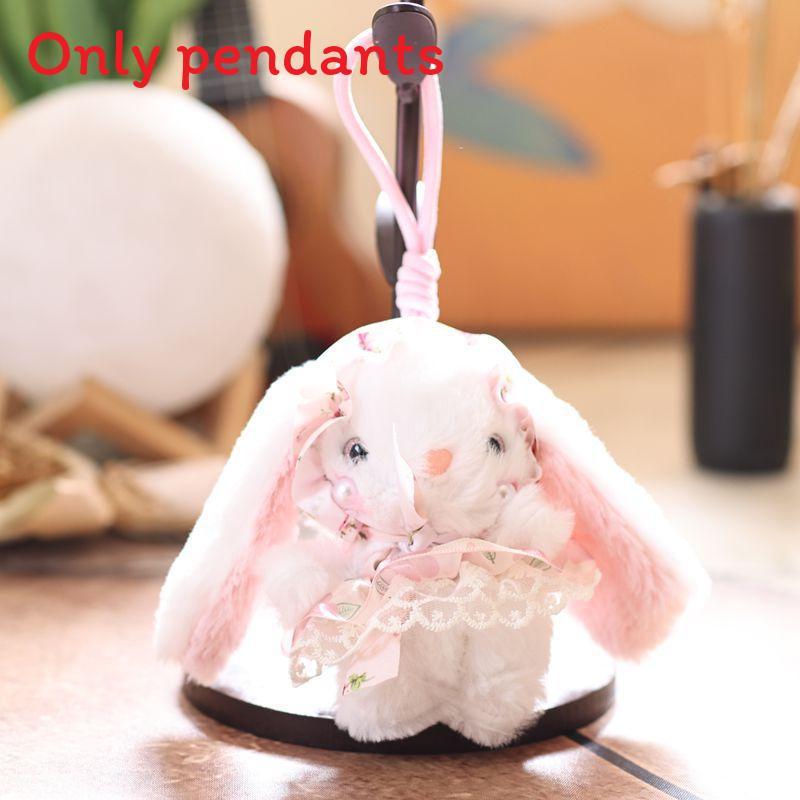 Cute Rabbit Plush Doll With Floral Lace Long Skirt Design For Bag Ornament And Collection