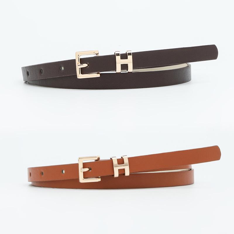 I-Shaped Buckle Thin Belt: Elegant Ladies' Fashion Accessory for Dresses and Suits