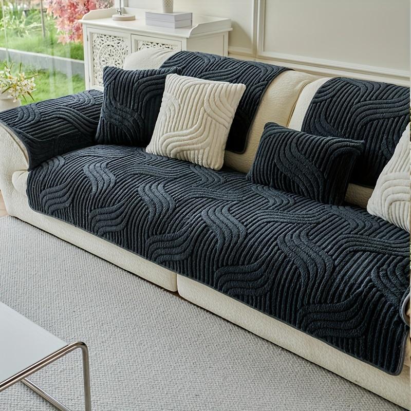 Утолщенный плюшевый чехол для диванной подушки, противоскользящий, роскошный, двусторонний, чехол для дивана, зимний домашний декор, машинная стирка, нескользящий протектор сиденья для дивана, кресла