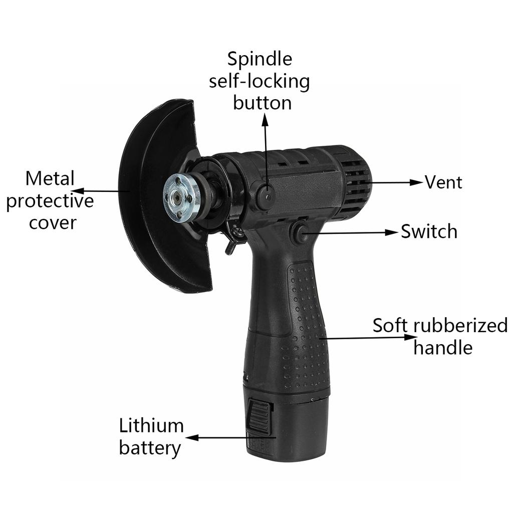 7500mAh Cordless Brushless Angle Grinder Rechargeable Electric Polishing Grinding Metal Cut Tool 110mm Angle Grinder 16.8V 1200W