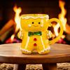 Ceramic Gingerbread Man Mug Christmas Gingerbread Man Shaped Coffee Cup with Handle for Coffee