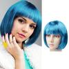 Women Colorful Short Straight Wig with Bangs Natural Heat Resistant Costume Party Girls Cosplay Bobo Synthetic Hair