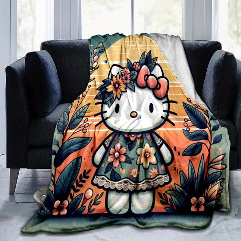 1шт. Плед Hello Kitty с цветочным принтом - Для дома, офиса, на улицу Giftz0411223