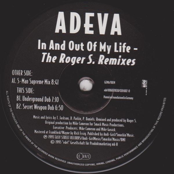 12-дюймовая пластинка ADEVA - In And Out Of My Life - The Roger S EDEL0060720CLUC Edel, Club Tool 1995 Германия Танцевальная и Электронная Б/У