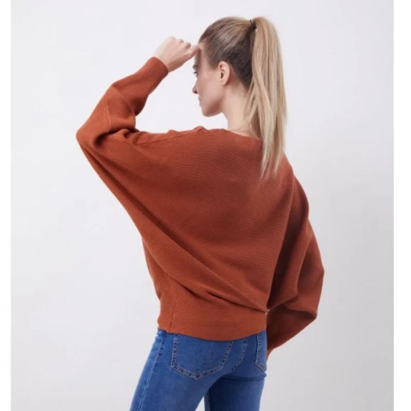 Рубашка трикотажная женская пуловерная блузка с круглым вырезом рубашка корейская мода свободный трикотажный топ с длинным рукавом цельный воротник толстовка