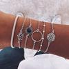 6Pcs/Set Retro Woman Beads Round Chain Multilayer Silver Exquisite Bracelet Party Jewelry