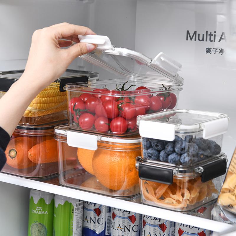 Пластиковый контейнер для хранения свежих продуктов пищевого качества Большая прямоугольная коробка-ланчбокс для фруктов для холодильников Прозрачный герметичный контейнер для хранения