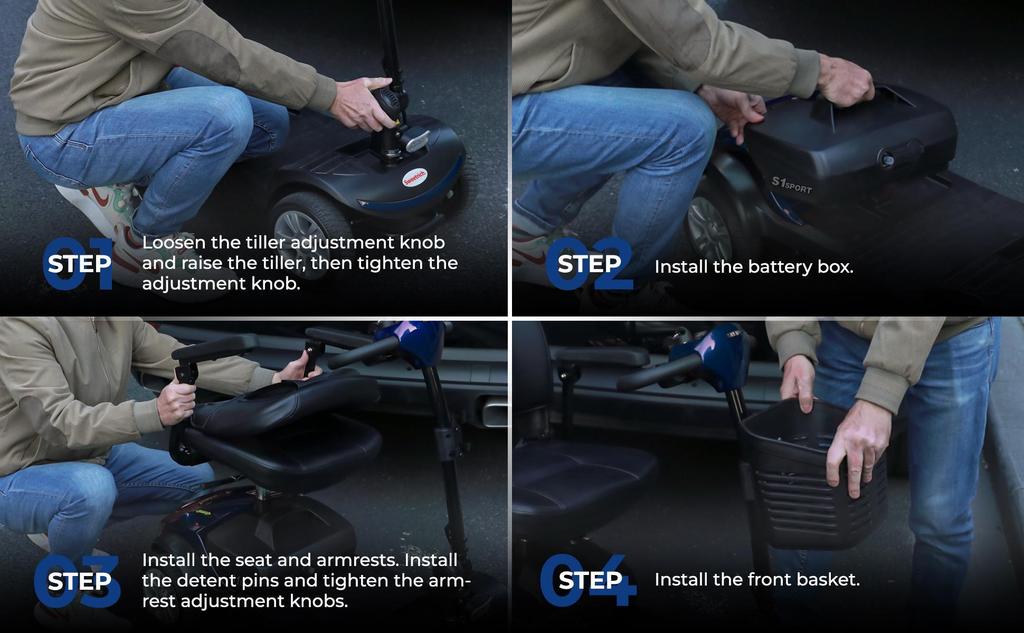 New Elderly 4-wheel Electric Scooter S1 Sport Foldable 4-wheel Electric Skateboard 300W 12AH Advanced Mobility Bicycle