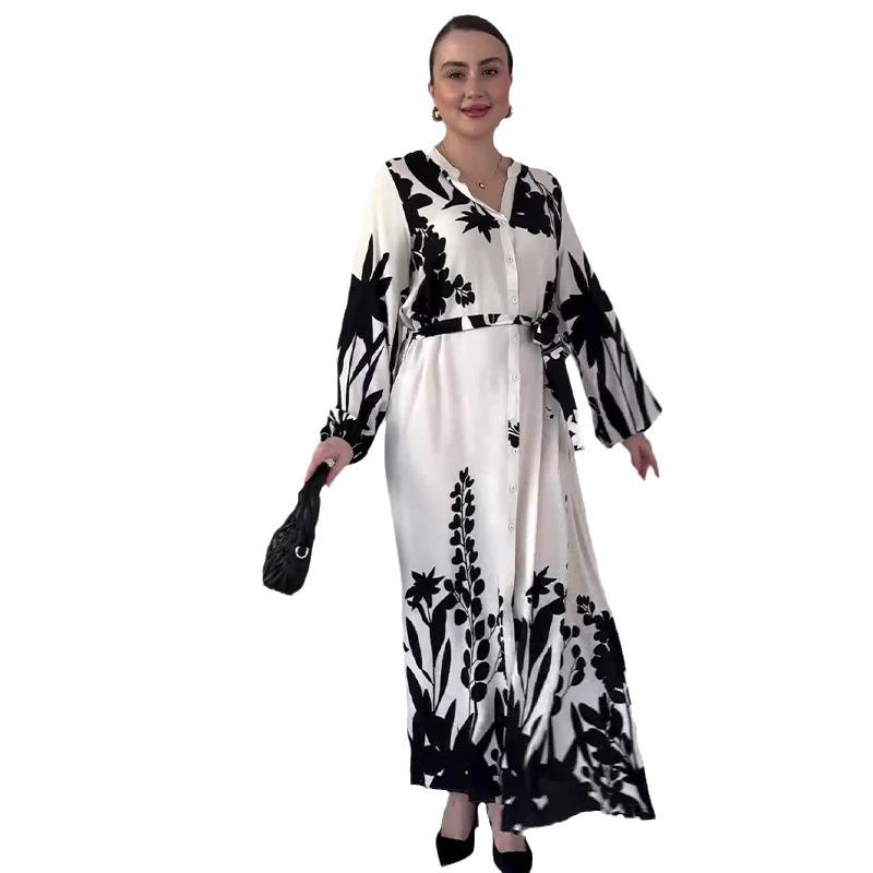 2024 Осень Женское Повседневное Платье с Цветными Блоками, Кружевной Шнуровкой на Талии и Длинным Рукавом