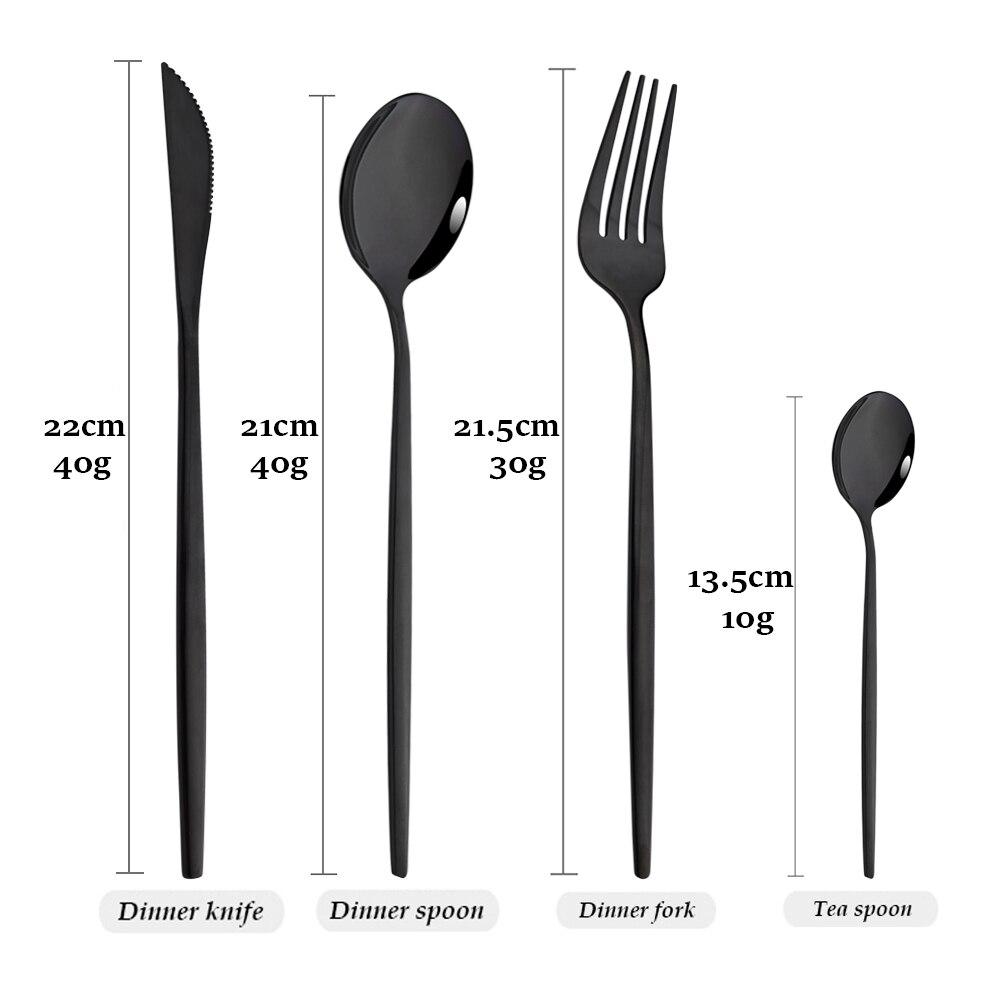 Mirror 24pcs Dinnerware Set Western Stainless Steel Cutlery Set Black Fork Spoon Silverware Set Knife Flatware Set Tableware Set