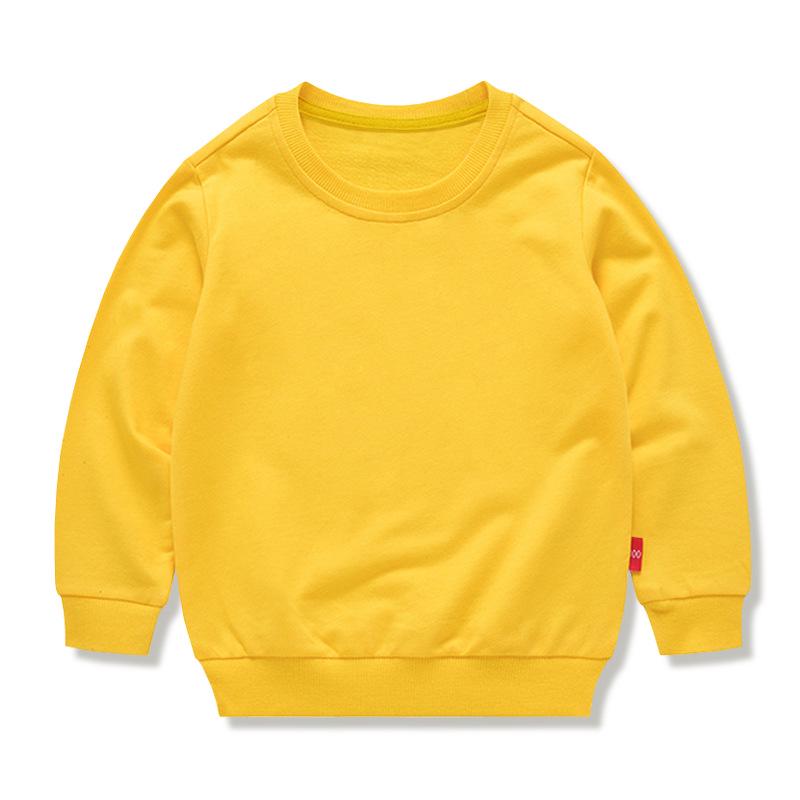 Children's Spring Collection Korean-Style Solid Color Hoodie - Trendy Long Sleeve Round Neck for Boys & Girls