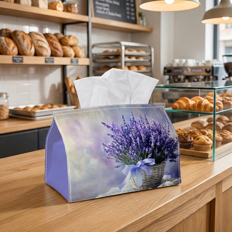 1pc Rustic Country Lavender Tissue Holder - Purple Floral Basket Soft And Sturdy Napkin Organizer for Vehicle, Kitchen, Dining, And Home Decoration -
