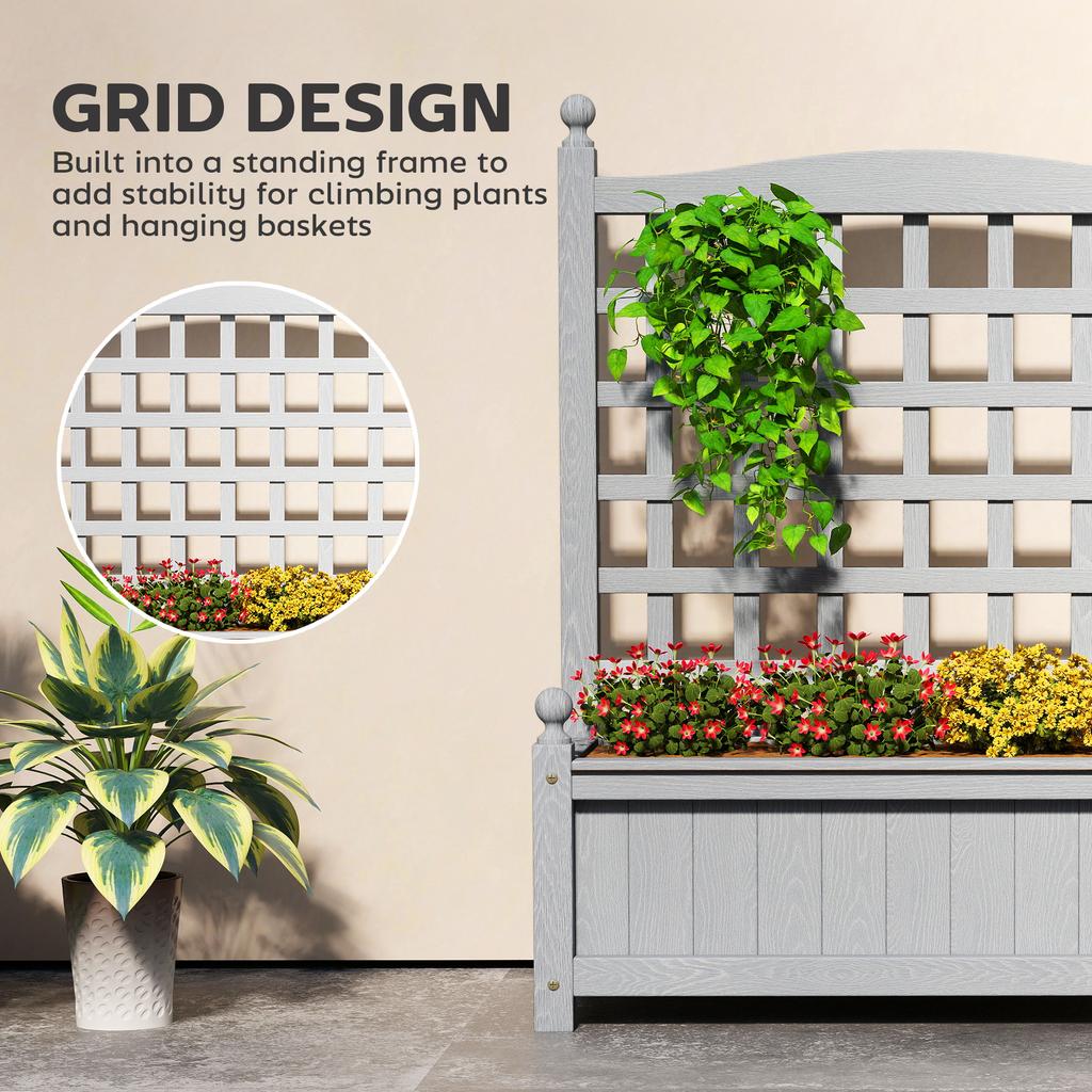 Garden Planters with Trellis for Climbing Vines, Wood Raised Beds for Garden, Flower Pot, Indoor Outdoor, Grey