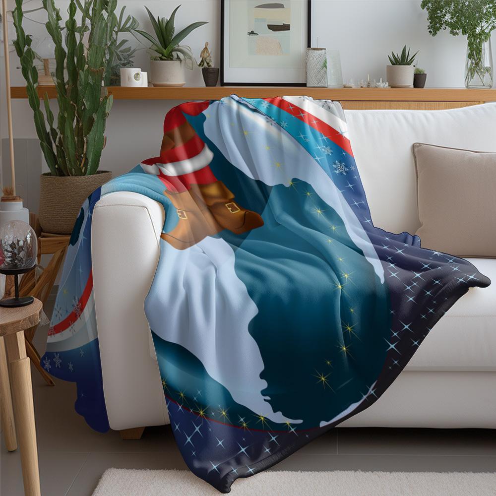 Santa Claus World Map Throw Blanket Cozy Home Decor Christmas Gift Holiday Decor Festive Winter Warm Bedspread Quilt