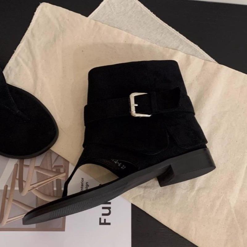 Модные французские ретро шлепанцы, Женские 2025 Лето Новые Плоские Крутые Ботинки, Свободные Брюки, Короткие Ботинки