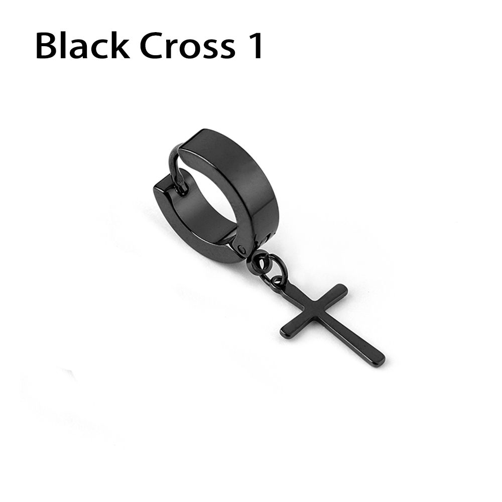 1Pc Punk Gothic Piercing Stainless Steel Cross Stars Dangle Earrings Ear Stud Pendant