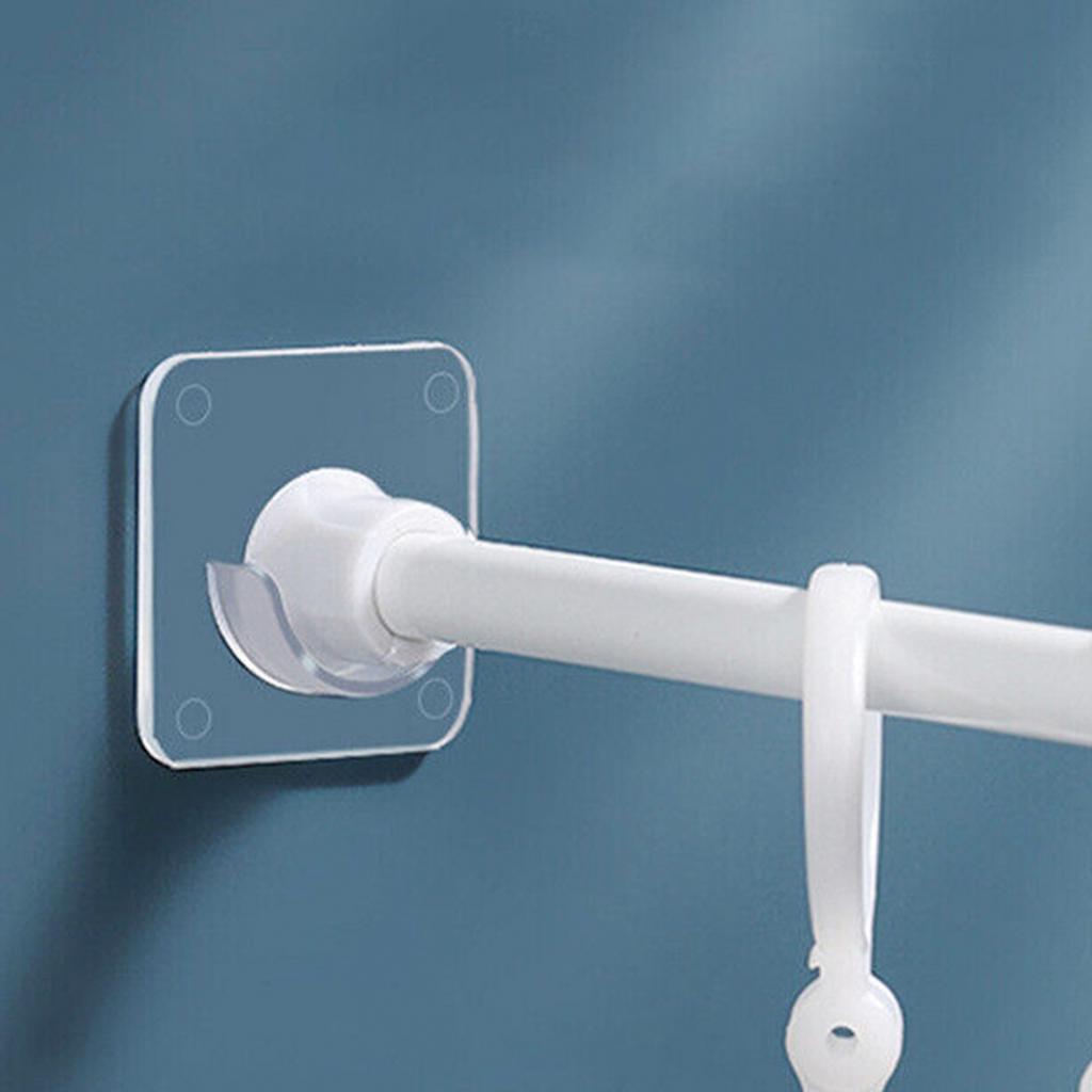 2× Shower Curtain Rod Holder Wall Mounted Shower Rods Holder Drill