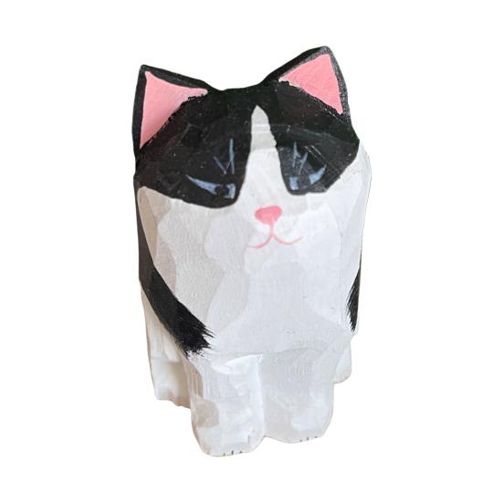 Деревянная резная фигурка собаки кошки, ручная резьба по дереву, небольшая статуэтка животного, скульптура для домашнего офиса, рабочего стола