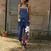 Women's Spring and Summer Denim Jumpsuits Flower Printed Overalls Loose Casual Long Pants Plus Size XS-6XL