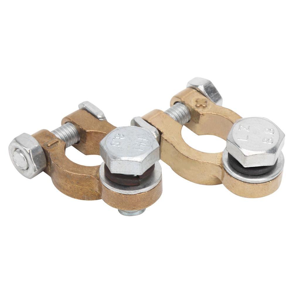 2PCS Alloy Battery Terminal Connectors Brass Positive Negative Terminals Top Post Connectors Boat