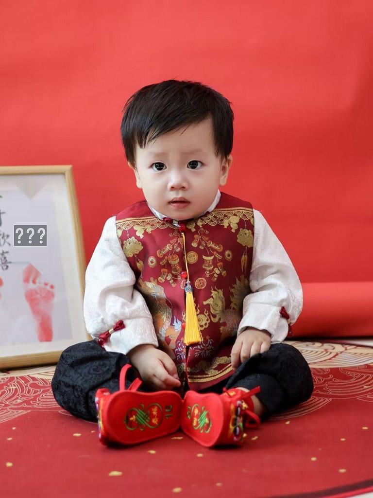 Детский мужской костюм в китайском стиле Тан, официальный комплект для годовалого ребенка, одежда для младенцев на весну/лето, одежда в стиле "национальный прилив" с короной для церемоний Zhuazhou