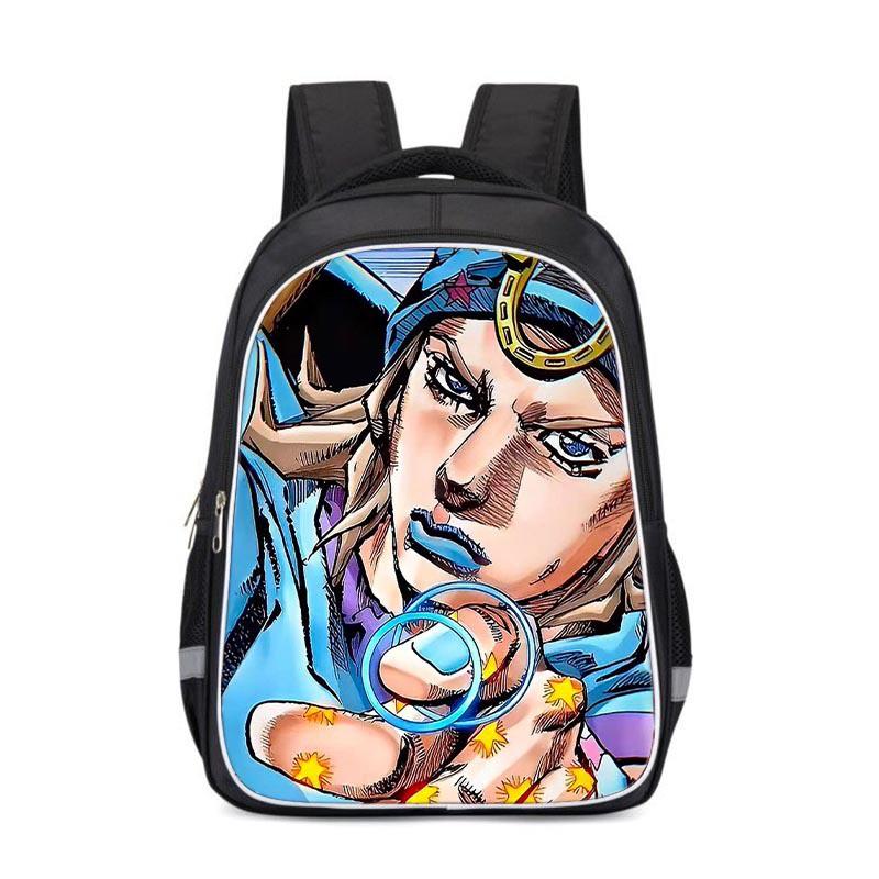 JoJos Bizarre Adventure Kids School Backpack Cartoon Anime Bag Boys Girls 3-4 Grade Lightweight Ergonomic Oxford Fabric