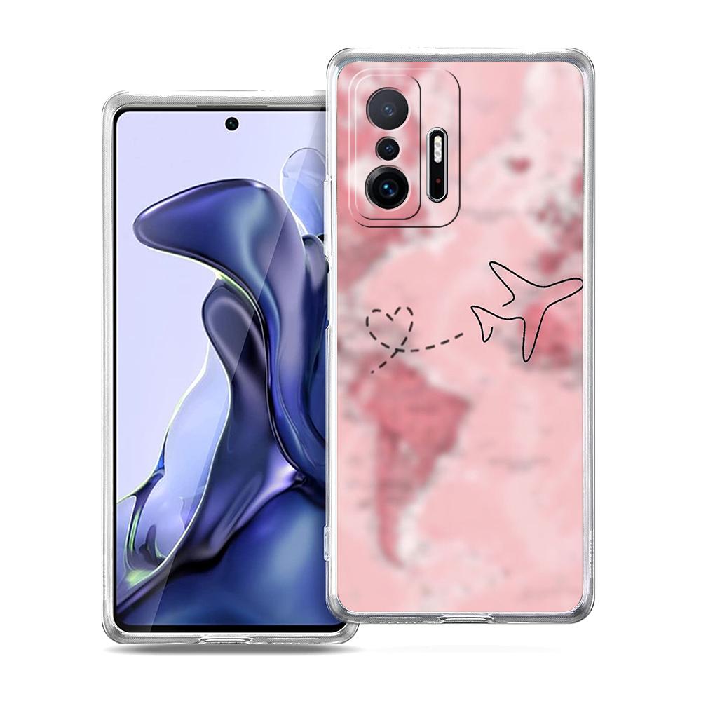 Прозрачный чехол для телефона для Xiaomi Mi 14 13 12 11 Ultra 13T Poco X3 NFC F3 F6 Pro Мягкий корпус из ТПУ Вдохновленный путешествиями Маршрут самолета