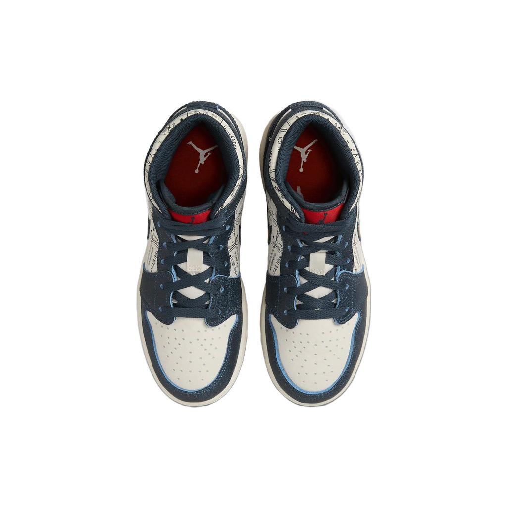 Air Jordan 1 Mid SE GS Take Flight Kids Sneakers Blue Armory-Navy Metallic-Gold FN1353-400