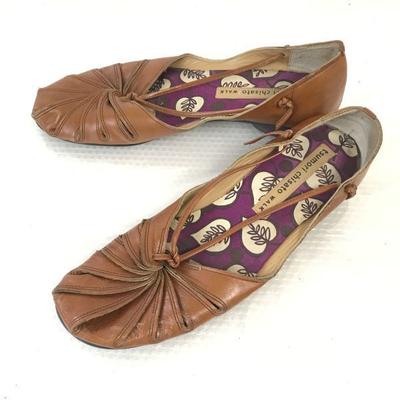 TSUMORI CHISATO Кожаные балетки сандалии женские 23.5 коричневые туфли(ИСПОЛЬЗОВАЛ)