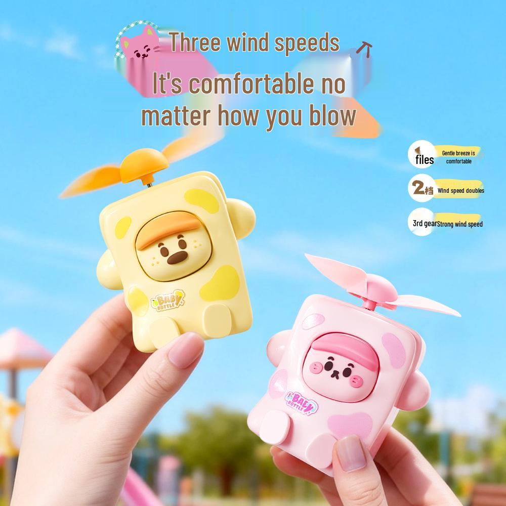2026 Mini Handheld USB-Charged Student Portable Cute Cartoon Milk Bottle Fan