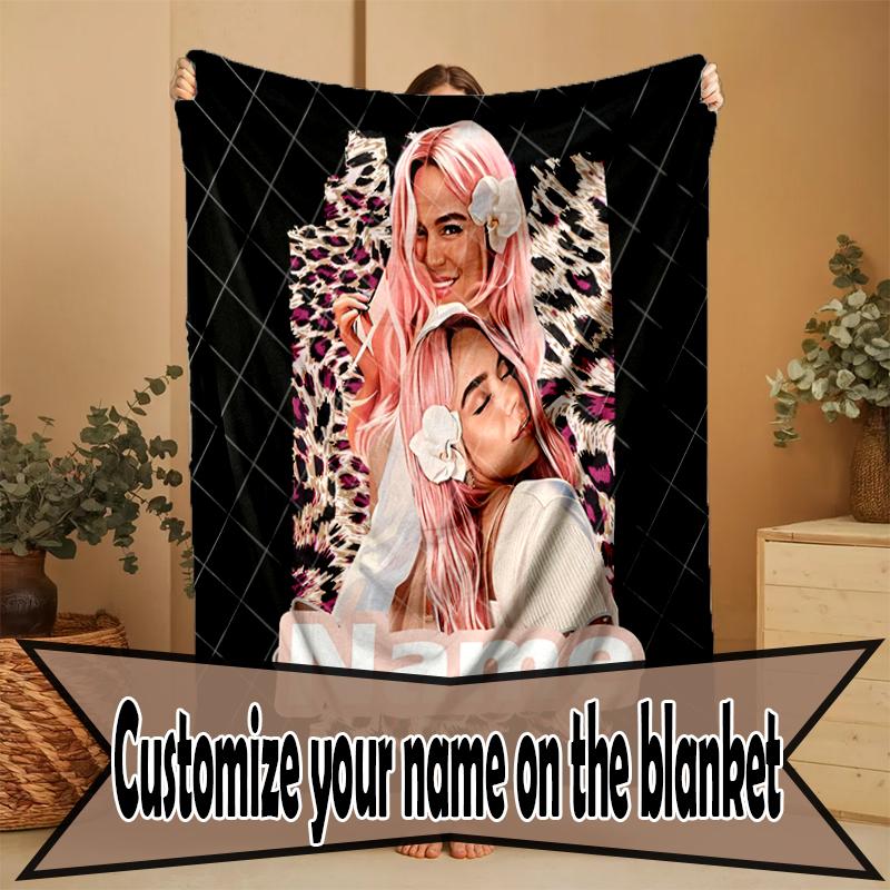 Custom Name Personalized Karol G Print Blanket, Home Decor, Bedroom, Sofa, Camping, Couch, Gifts for Birthday Christmas