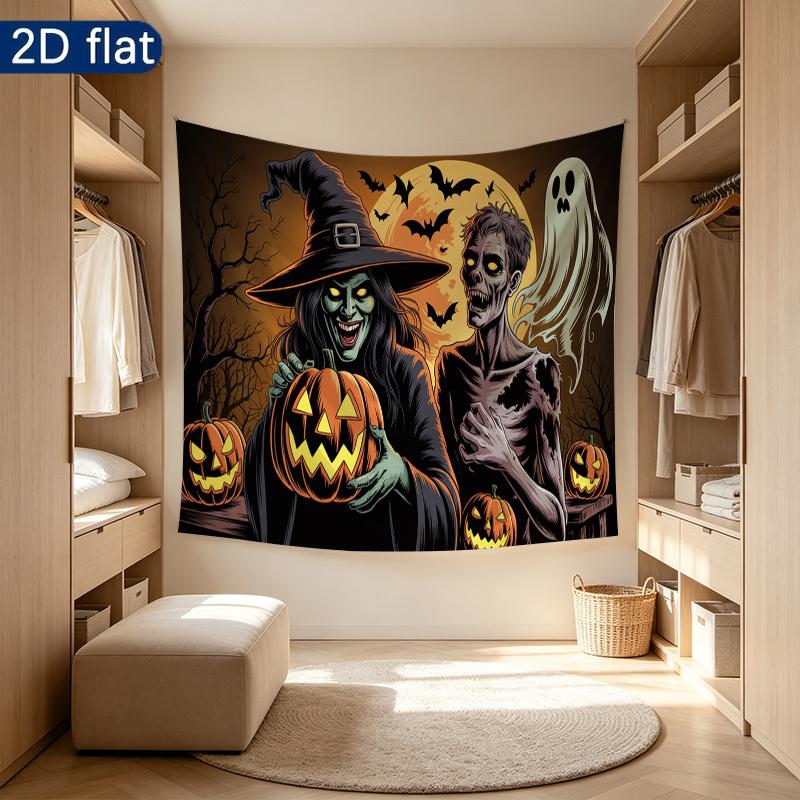 Party Backdrop Halloween Flat Witch Skeleton Pumpkin Witches Pumpkins Ghosts Parties Event Backdrop Decoration Front Door Decor