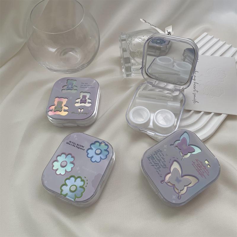 Прекрасный контейнер для контактных линз, мини-квадратный дорожный набор, футляр для очков, набор для хранения линз