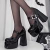 Fashion Fashion Single Shoes Autumn New Round Head Shallow Mouth Belt Buckle Super High Heel Women's Shoes