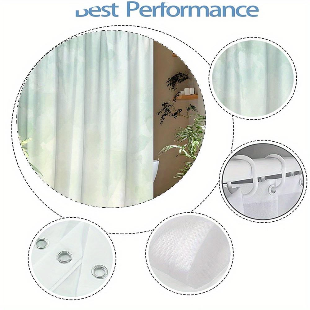 1 шт. Бамбуковая акварельная шторка для душа - Тонкие зеленые бамбуковые стебли и узкие листья на мягком пастельном градиенте, машинная стирка