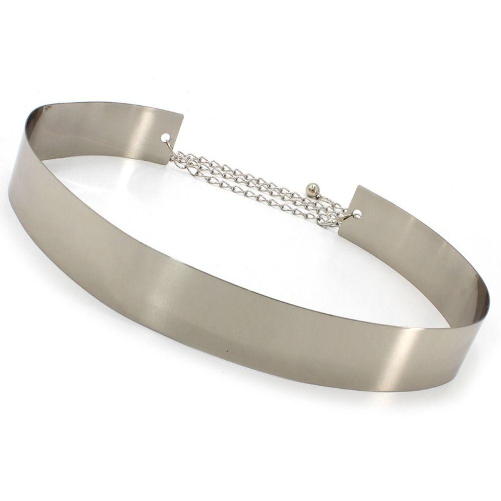 Women Gold Silver Mirror Waistband Fashion Dress Bling Waistband New Metal Designer Belt