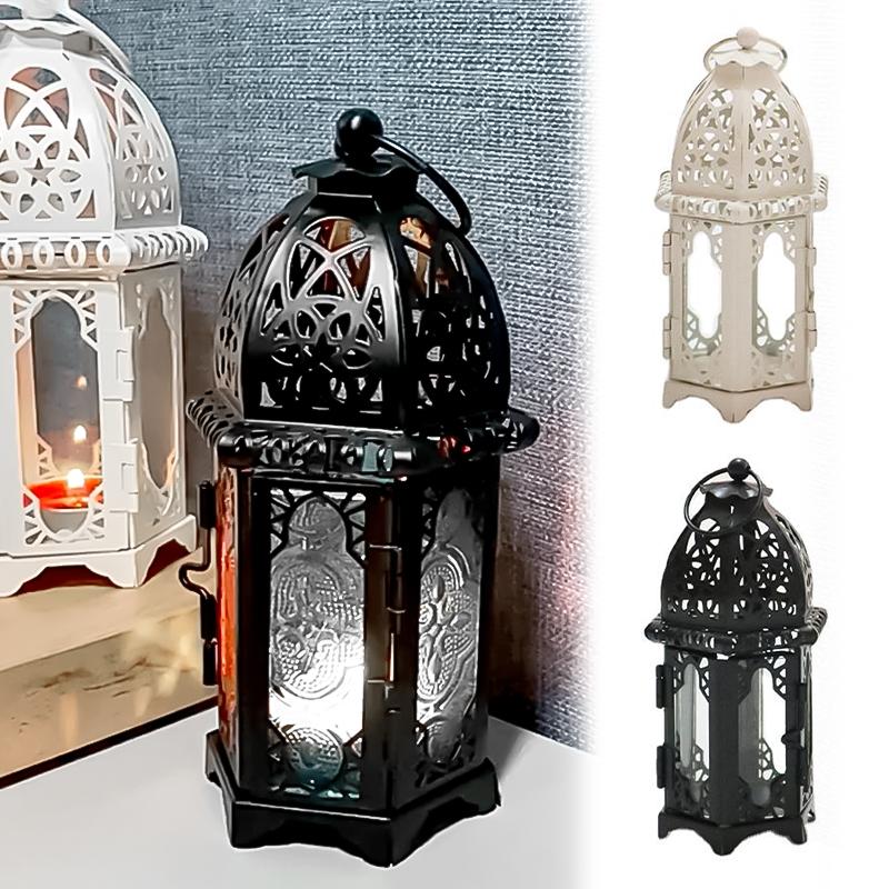 Iron Art Candlestick Glass Ambience Candle Holder Ornaments Home Decor