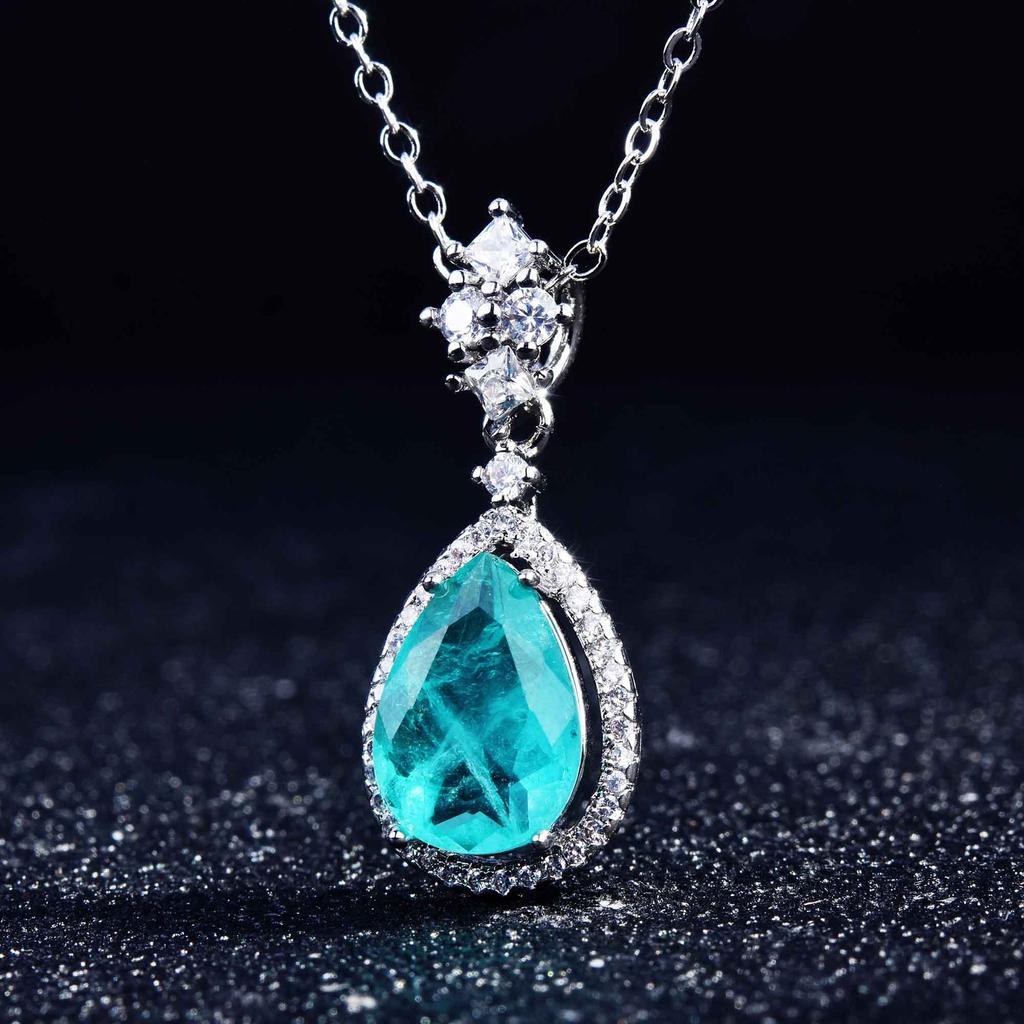 Новые ожерелья из натурального топаза с камнем Буле, модные ожерелья из серебра 925 пробы с подвеской «Слезы моря», ожерелья с бриллиантами Joyeria Mujer