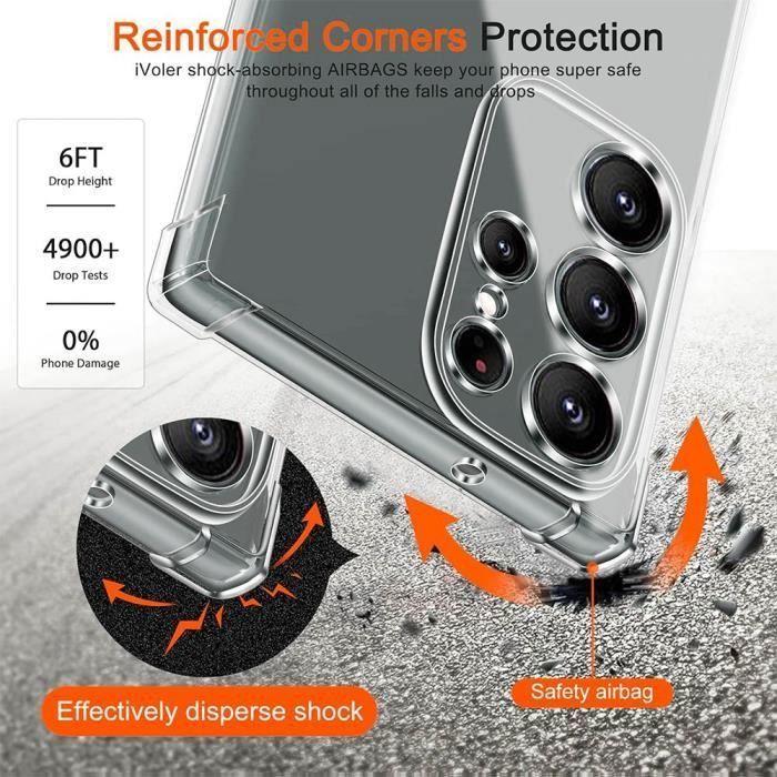Coque pour Samsung Galaxy S24 Ultra - TPU - Antichoc - Transparente - 2 Verres Trempés Inclus