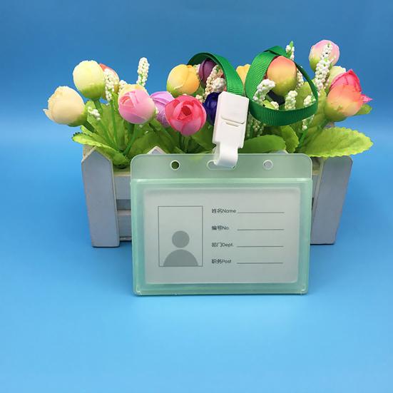 Hard Plastic Pocket ID Card Credit Badge Name Tag Holder Neck Strap