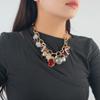 Statement Chain Choker for Women Vintage Heart Beads Insect Pendant Necklace Party Jewelry Accessory