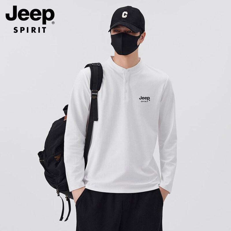 Мужская повседневная футболка с длинным рукавом и воротником-хенли JEEP SPIRIT