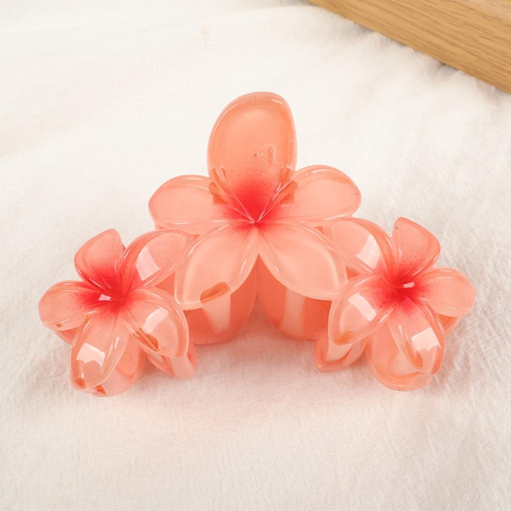 Gradient Design Hair Clip Claws Plumeria Shark Hair Claw Colorful Gradient Flower Clips Girls Gift