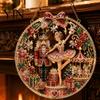 Holiday Art Decoration Christmas Faux Diamond Ornament Kit, Santa Angel Sun Catcher DIY Acrylic Detailed Printed Symbol Design Round Board,